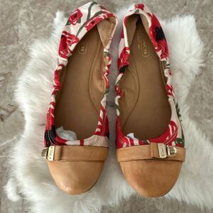 COACH Delphine-Red Poppy Push LocK Ballet Flats 8